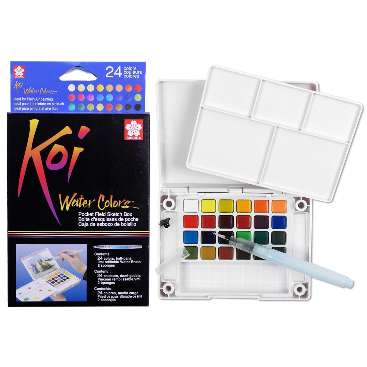Sakura Koi Water Color Set with Waterbrush, (24 Assorted)