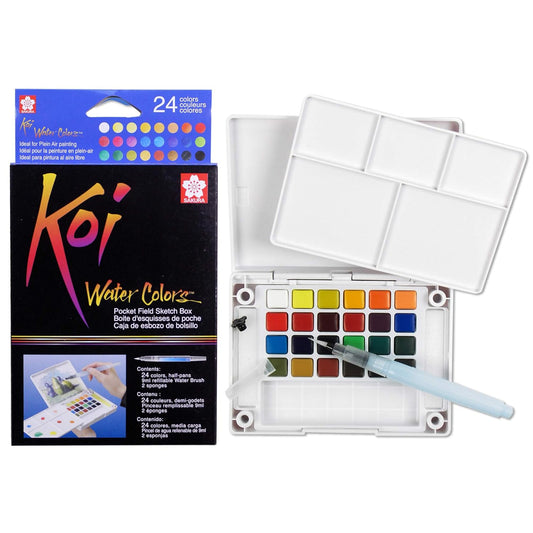 Sakura Koi Water Color Set with Waterbrush, (24 Assorted)
