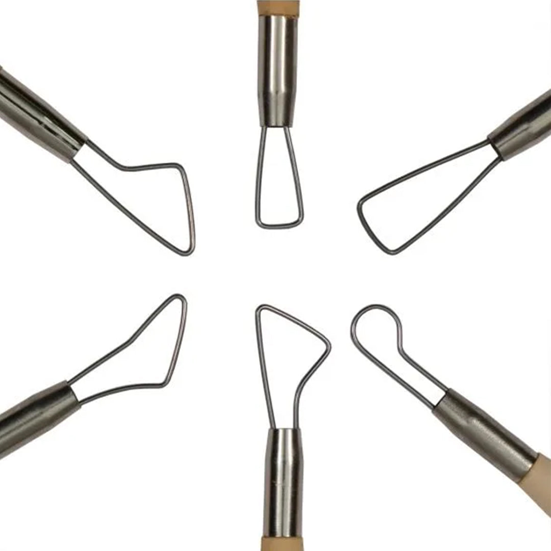 Single END Tool with Steel Ribbon Blades and Boxwood Handle | 6 Pcs | For Clay-Polymer-Ceramic Arts
