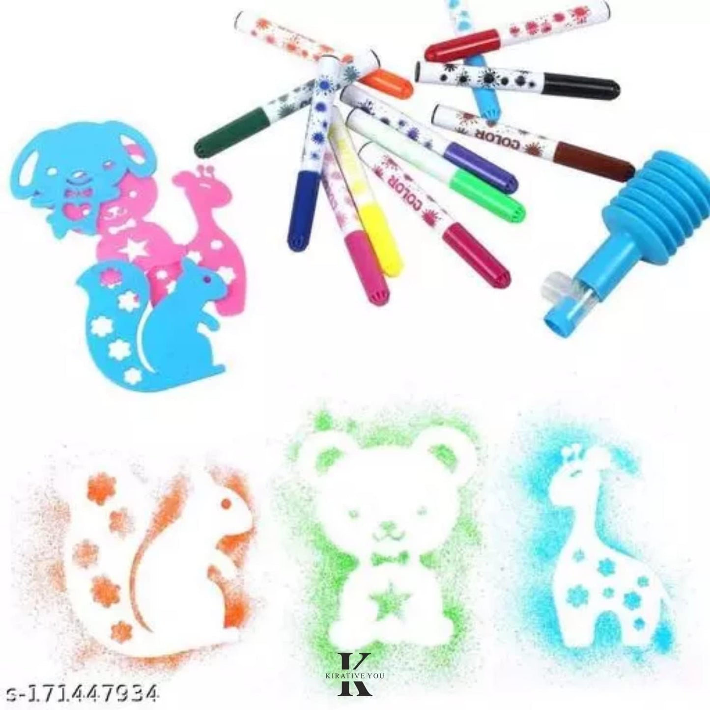 Colorful Pen Set with Sketch Pens and Blow Pens | Non-Toxic | 12 Pieces