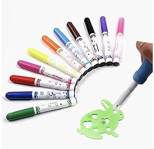 Colorful Pen Set with Sketch Pens and Blow Pens | Non-Toxic | 12 Pieces