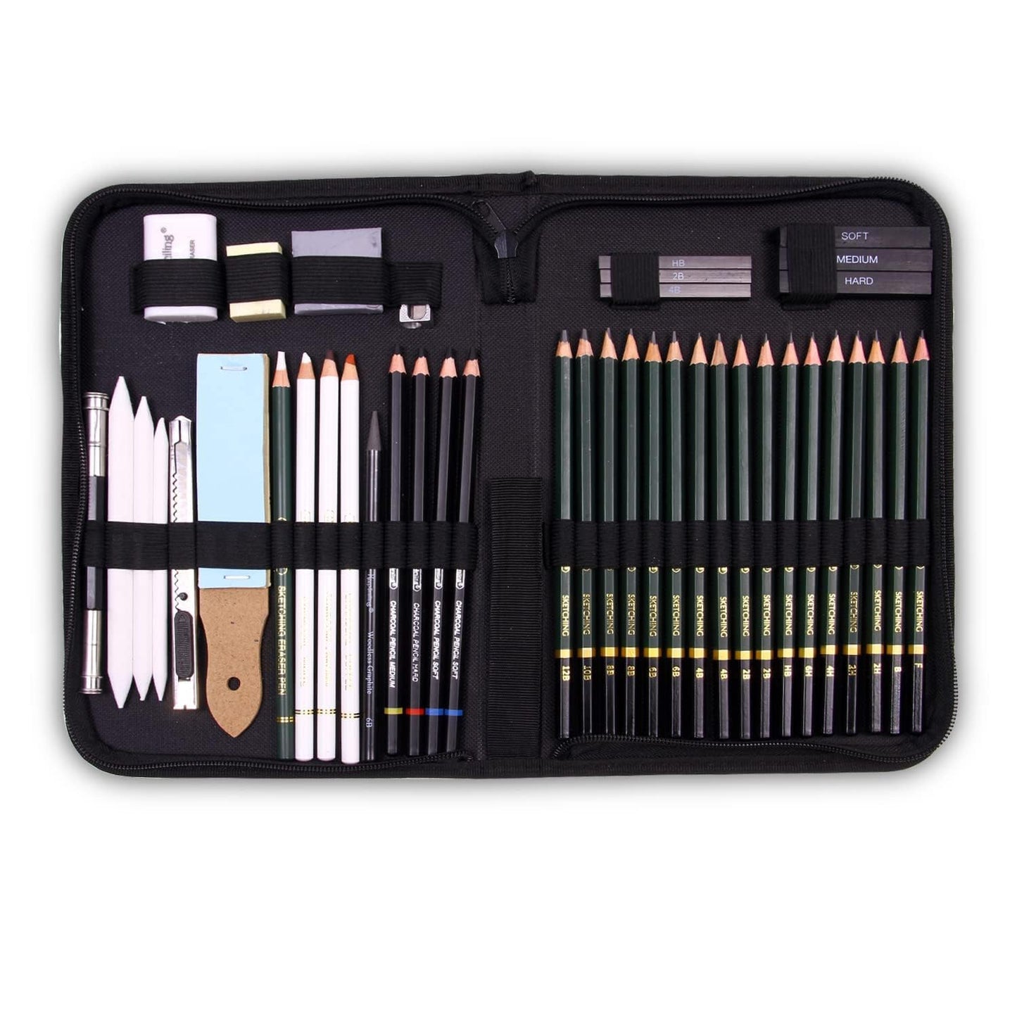 Sketching Pencils Drawing Kit | 42 Pcs | Zippered Carrying Case