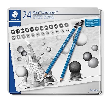 Staedtler Mars Lumograph Artist Pencil Set |  Pack Of 24 | Black
