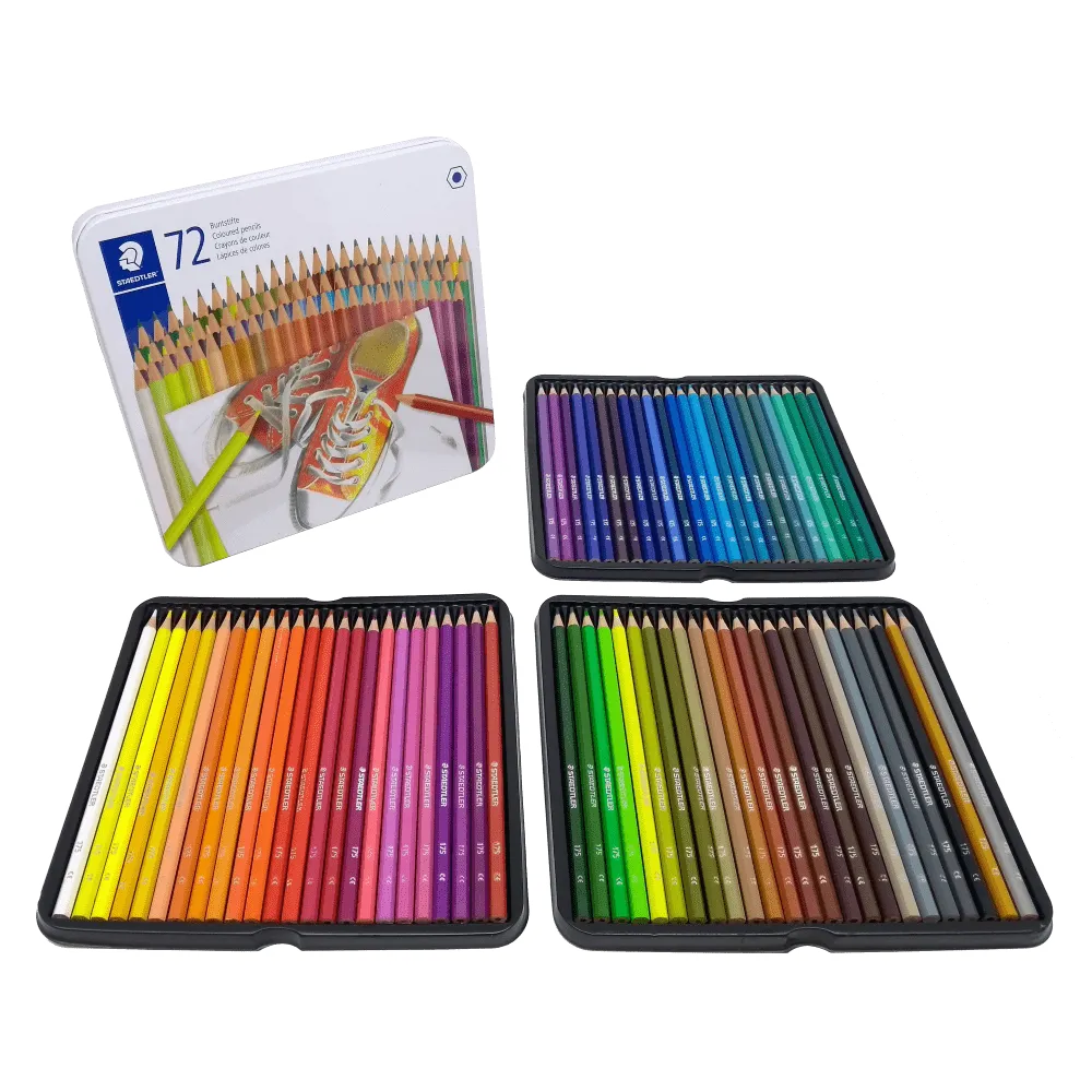STAEDTLER Coloured Hexagonal Pencils | 72 Shades | Metal Box