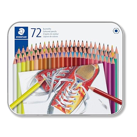 STAEDTLER Coloured Hexagonal Pencils | 72 Shades | Metal Box