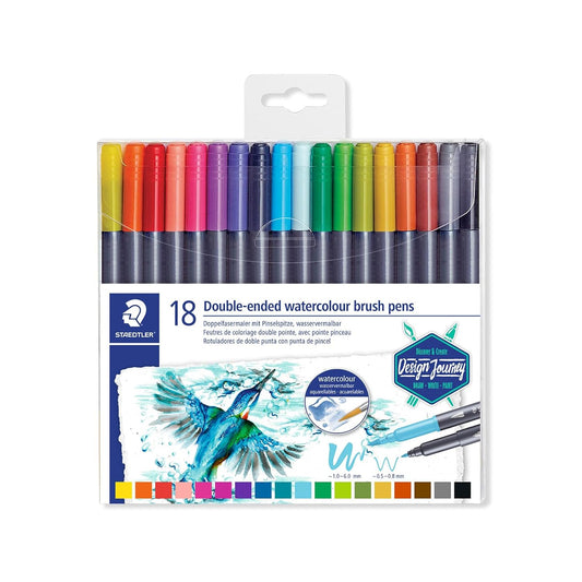 Staedtler Double Side Watercolour Fine Brush Pen Set | Pack of 18