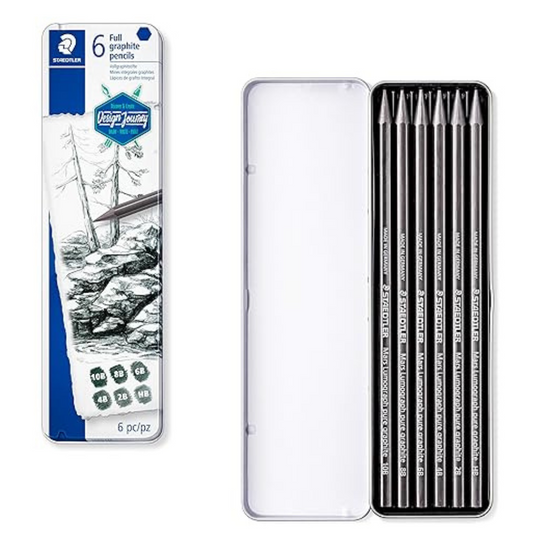 STAEDTLER Mars Lumograph  pure graphite 100G M6 Full Graphite Shading Pencils | Set of 6 | Set of 12
