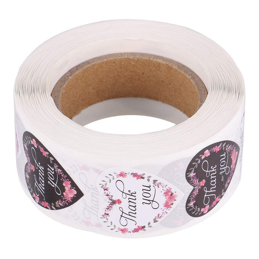 Thank You Words Sticker Tape | Heart Shaped Stickers | 1 Roll
