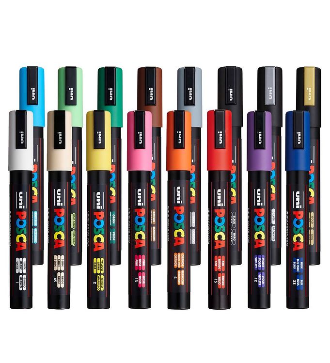 Uni-ball Posca Marker Set | 16 Shades | 3M 0.9-1.3mm Bullet Shaped