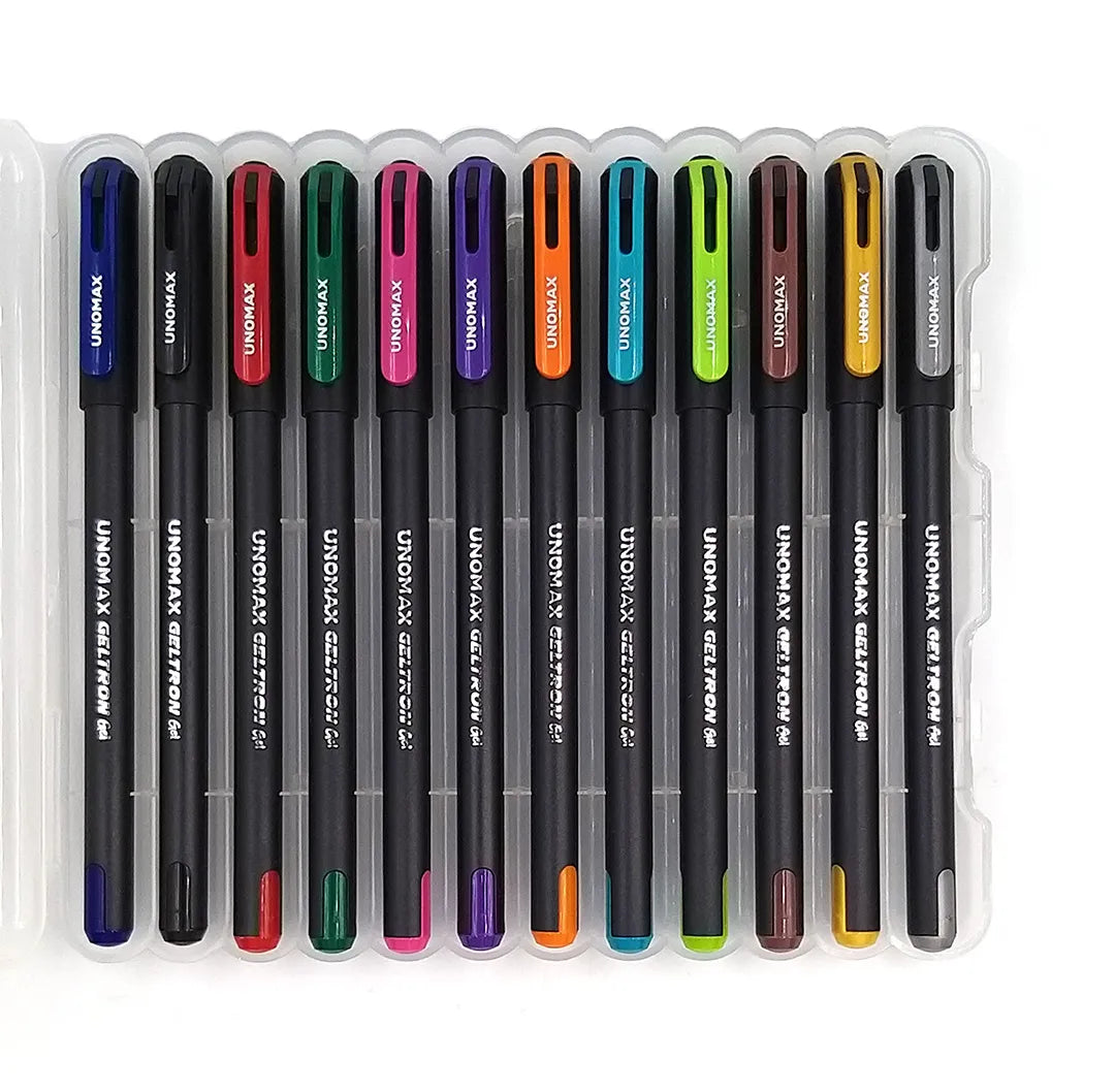 Unomax Geltron Gel Pen | Pack Of 12 | Multicolor