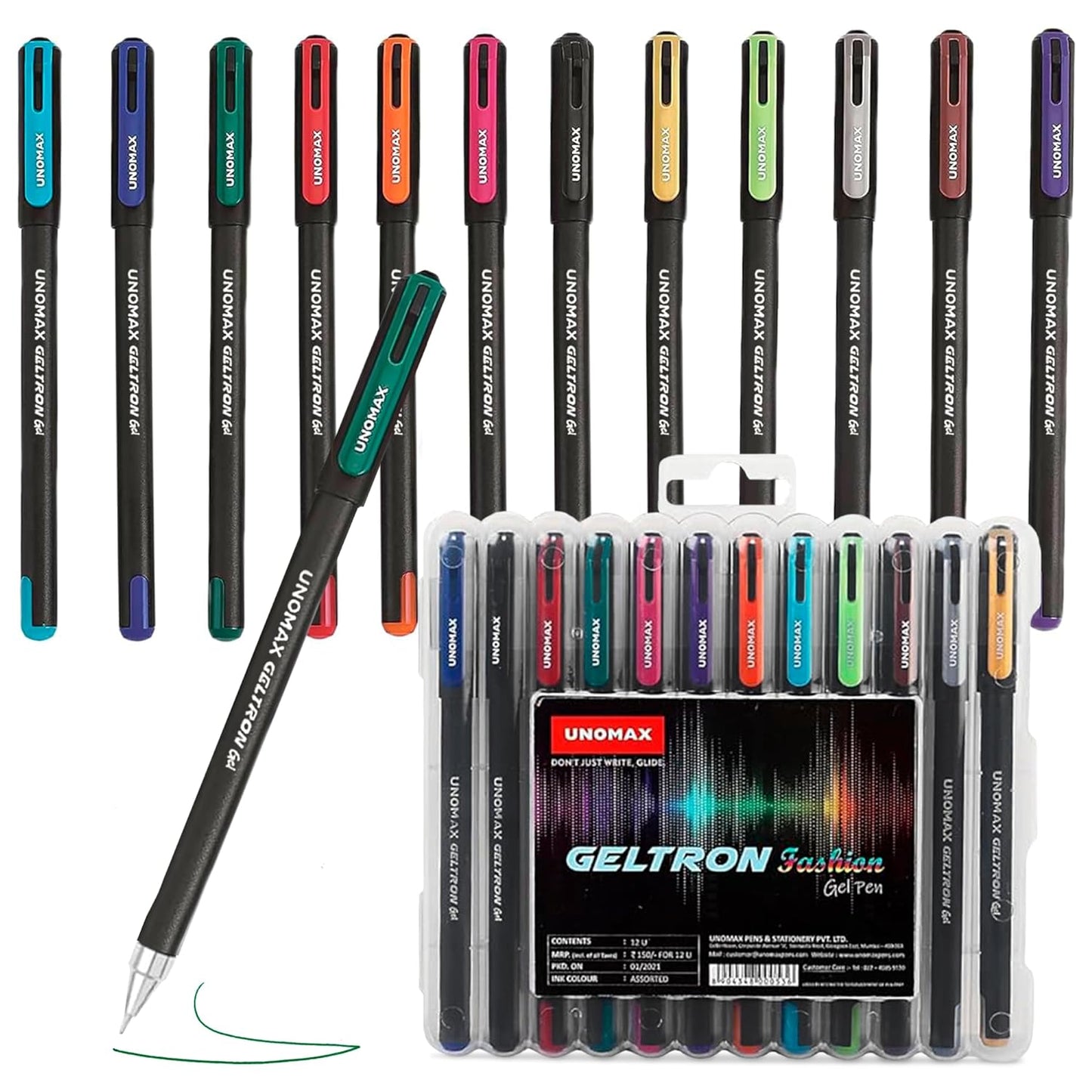 Unomax Geltron Gel Pen | Pack Of 12 | Multicolor