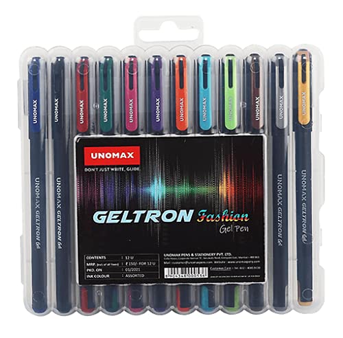 Unomax Geltron Gel Pen | Pack Of 12 | Multicolor