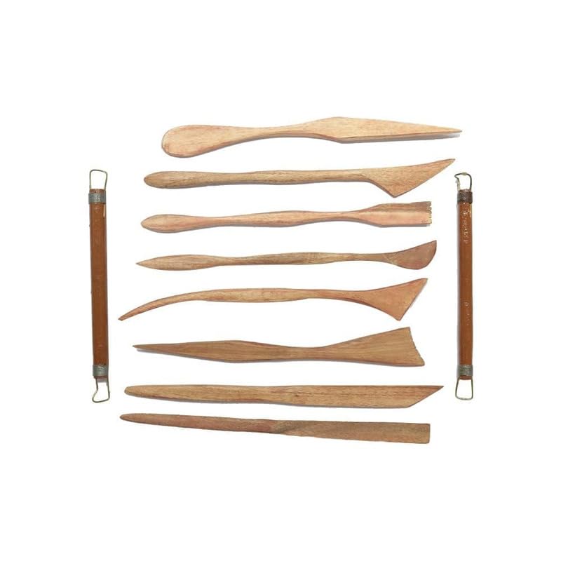 Premium Wooden Clay Modelling Tool Set | 10Pcs | For Scultping, Carving, Modeling etc