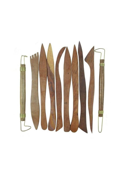 Premium Wooden Clay Modelling Tool Set | 10Pcs | For Scultping, Carving, Modeling etc