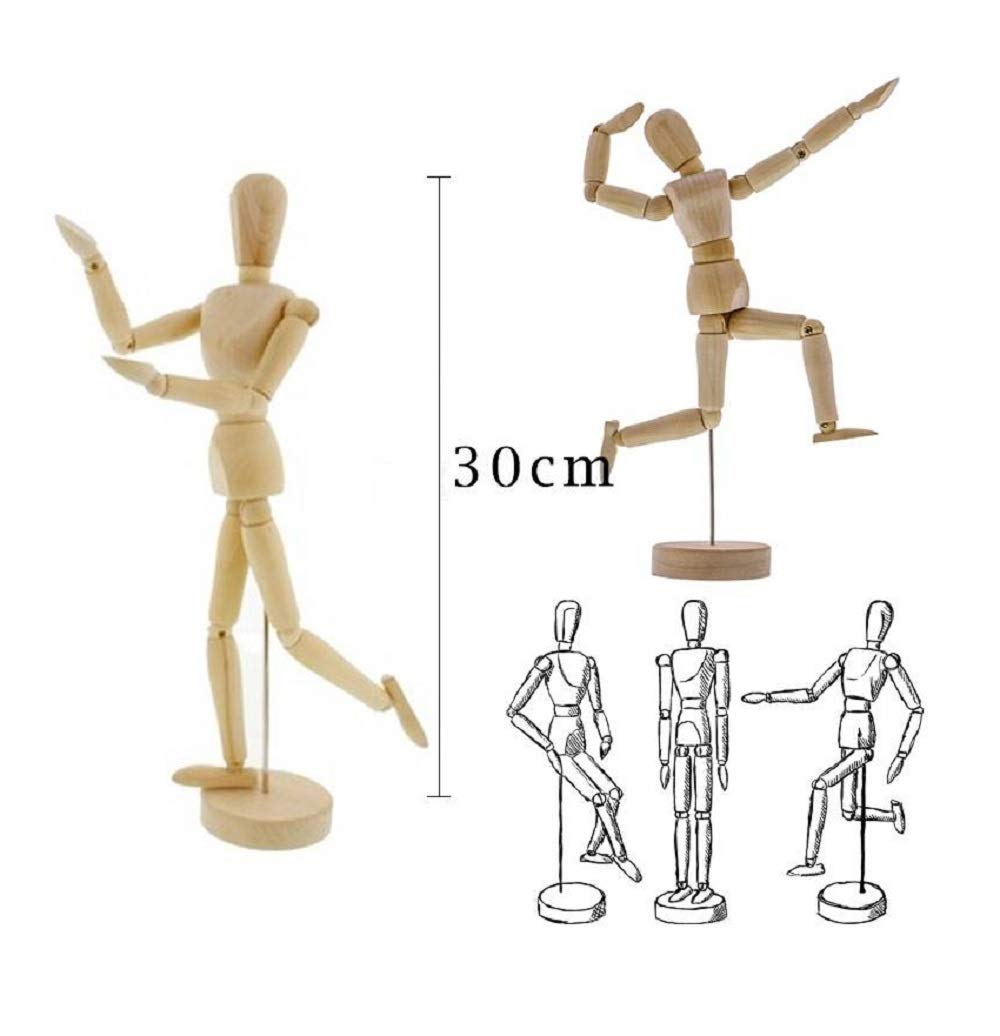 Wooden Human Mannequin | 30cm | Flexible Mannequin for Artists Sketching & Drawing |