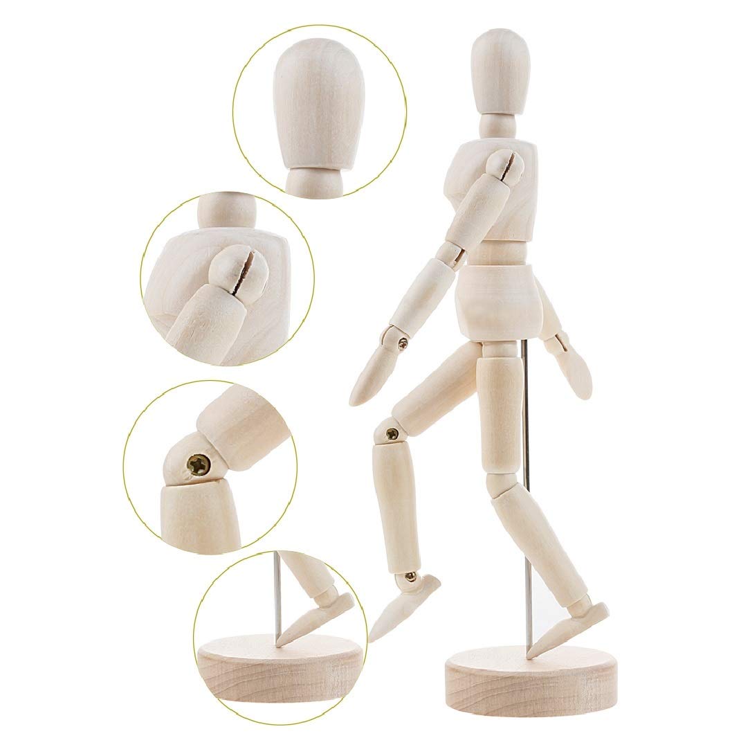 Wooden Human Mannequin | 30cm | Flexible Mannequin for Artists Sketching & Drawing |