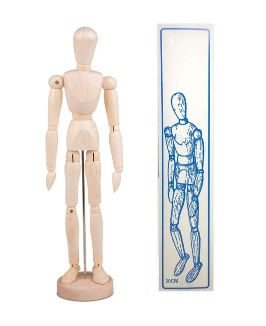 Wooden Human Mannequin | 30cm | Flexible Mannequin for Artists Sketching & Drawing |