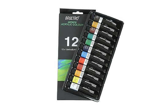 Brustro Artists Acrylic Colour Set | 12 Shades | 24 Shades | 12ml