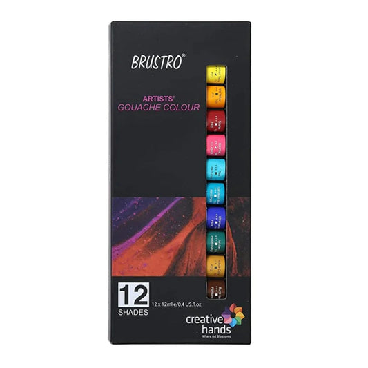 BRUSTRO Artists Gouache Colour | Set of 12 Colours | 12ml Tubes