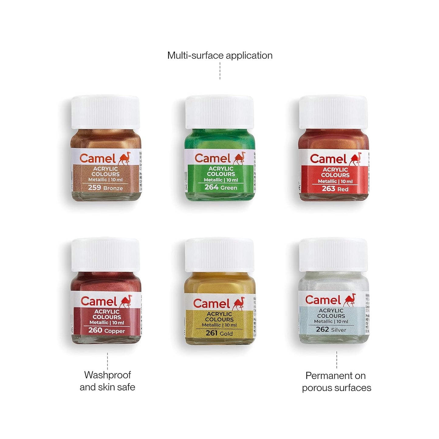 Camel Fabrica Acrylic Metallic Color | 10ml each | 6 Shades