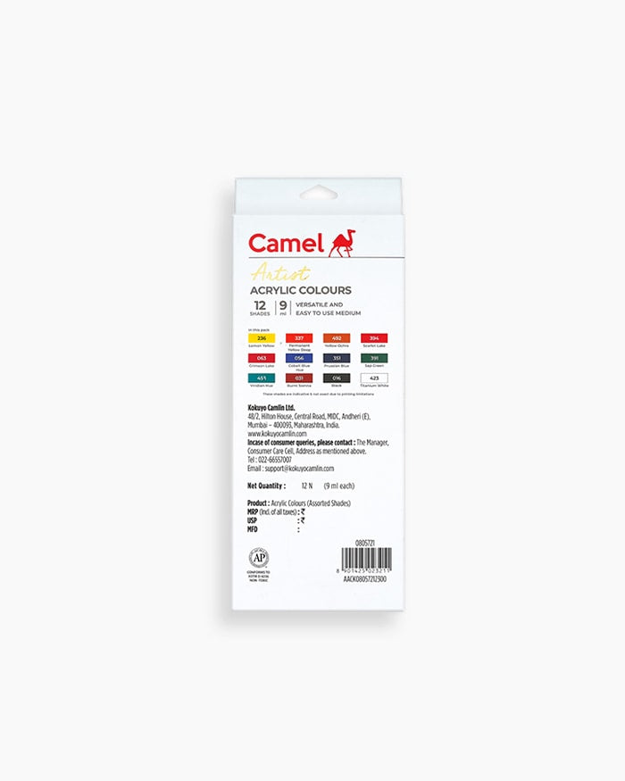 Camel Artist Acrylic Color Box | 9ml Tubes | 12 Shades