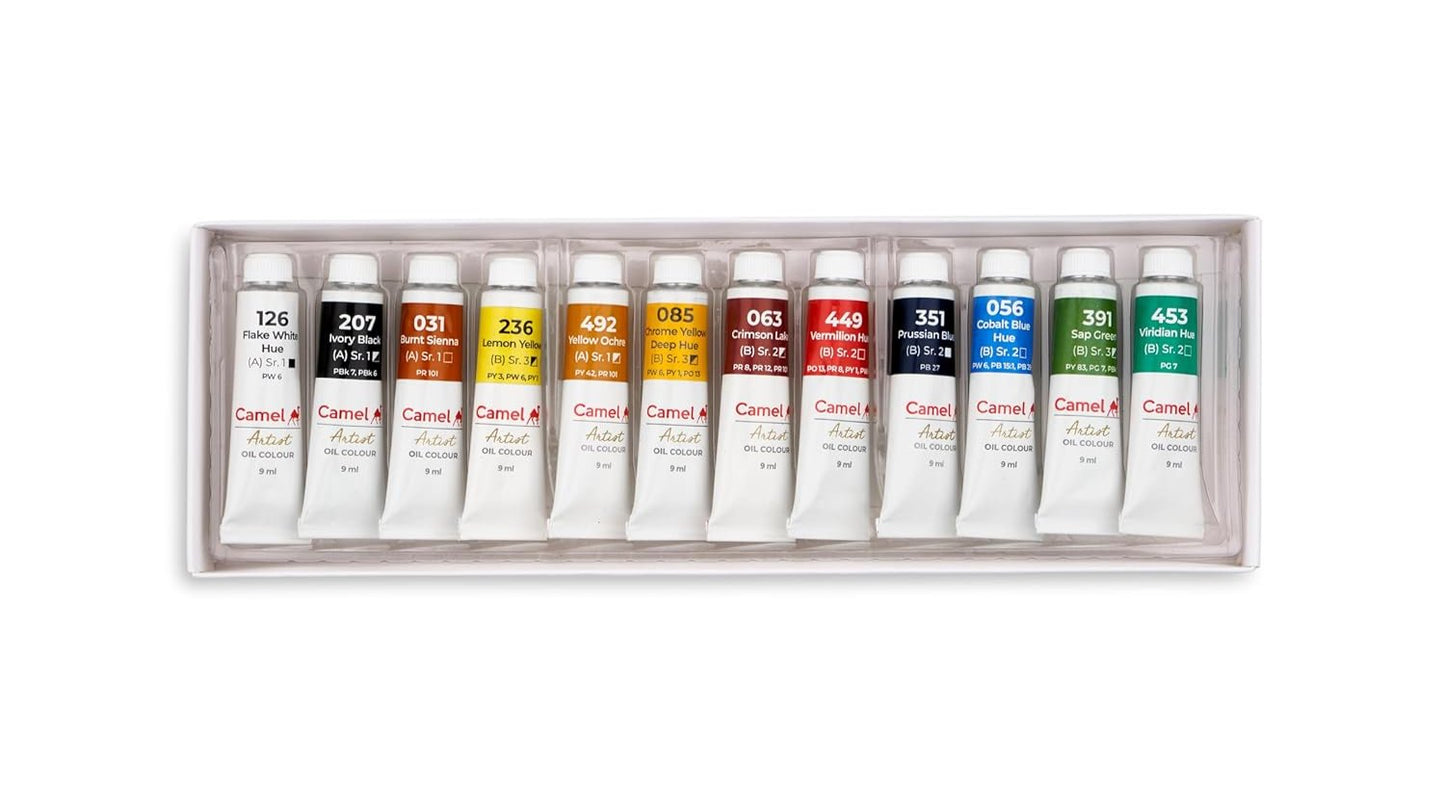 Camel Artist's Oil Color Box | 9ml tubes | 12 Shades