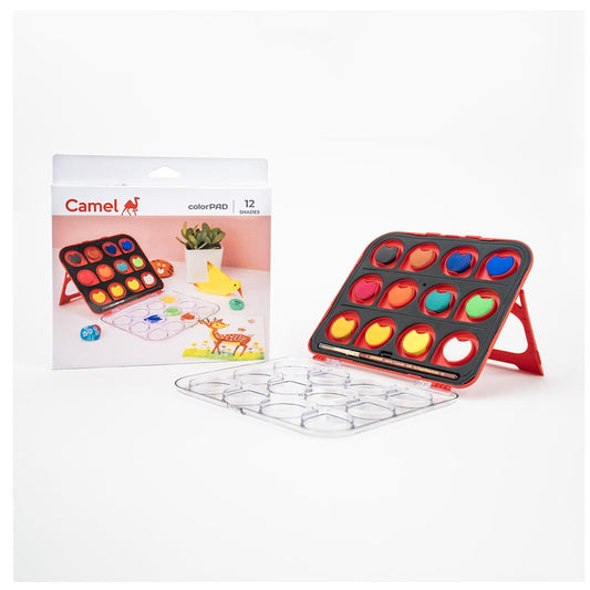 Camel ColorPad Watercolor Cake with Paint Brush | 24 Shade Set | Vibrant Colors | Portable Design