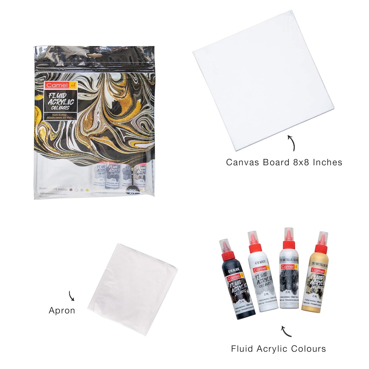 Camel Fluid Acrylic Kit - Monochrome Series