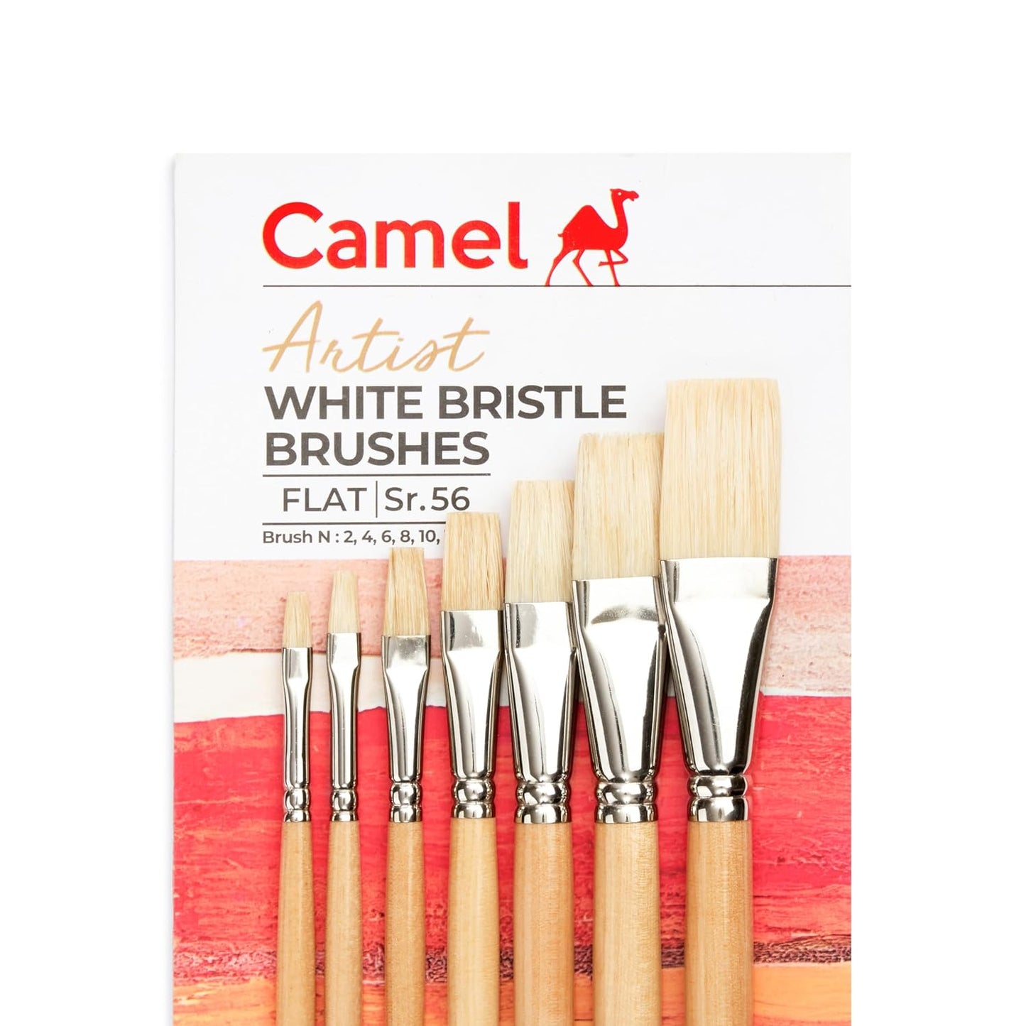 Camel Paint Brush - White Bristle Flat, | Ideal for Oil Painting | Set of 7