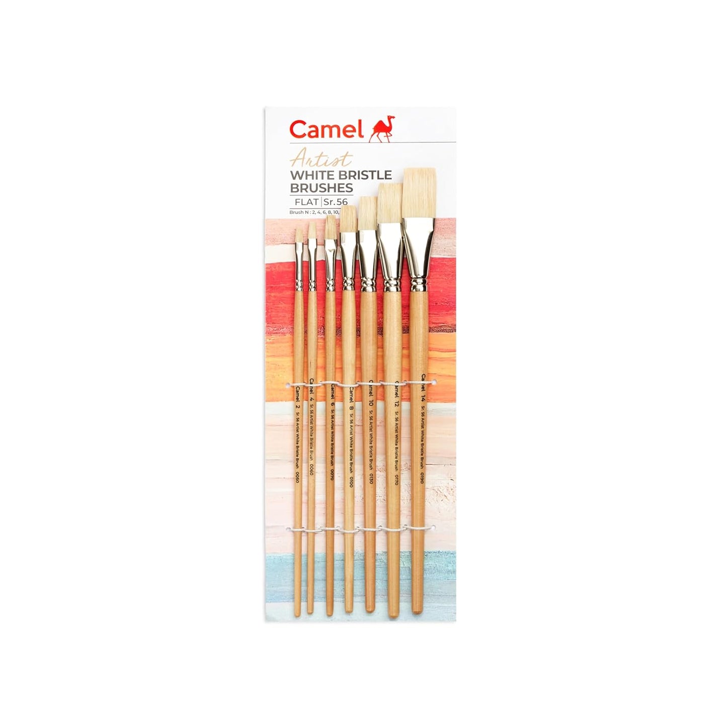 Camel Paint Brush - White Bristle Flat, | Ideal for Oil Painting | Set of 7
