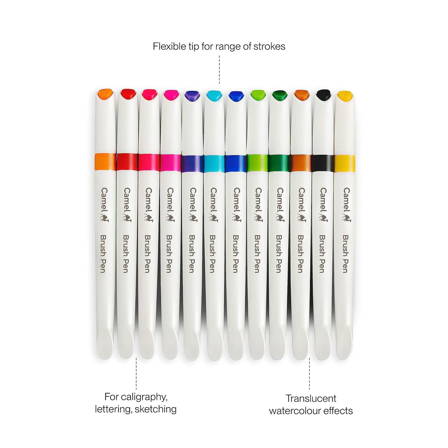 Camlin Brush Pen Set | 12 Shades | Non-Toxic