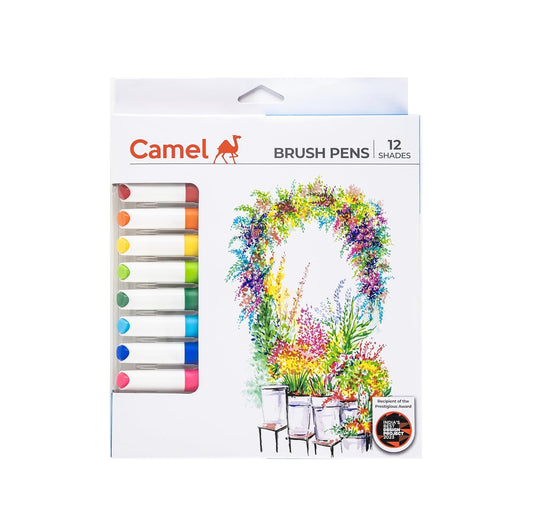 Camlin Brush Pen Set | 12 Shades | Non-Toxic