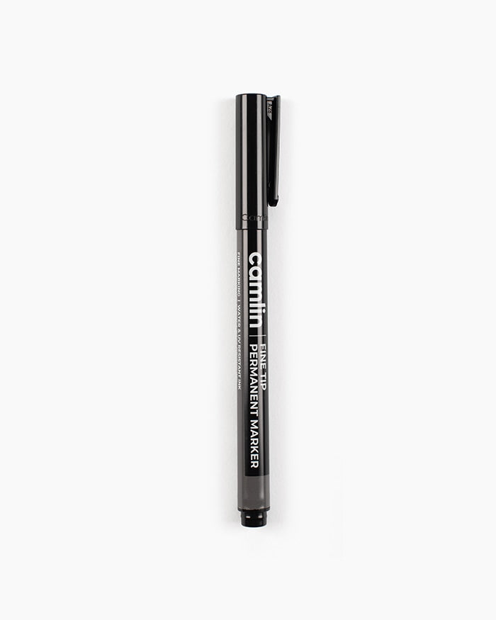 Camlin Permanent Marker Fine Tip | Black | Pack of 10 Markers