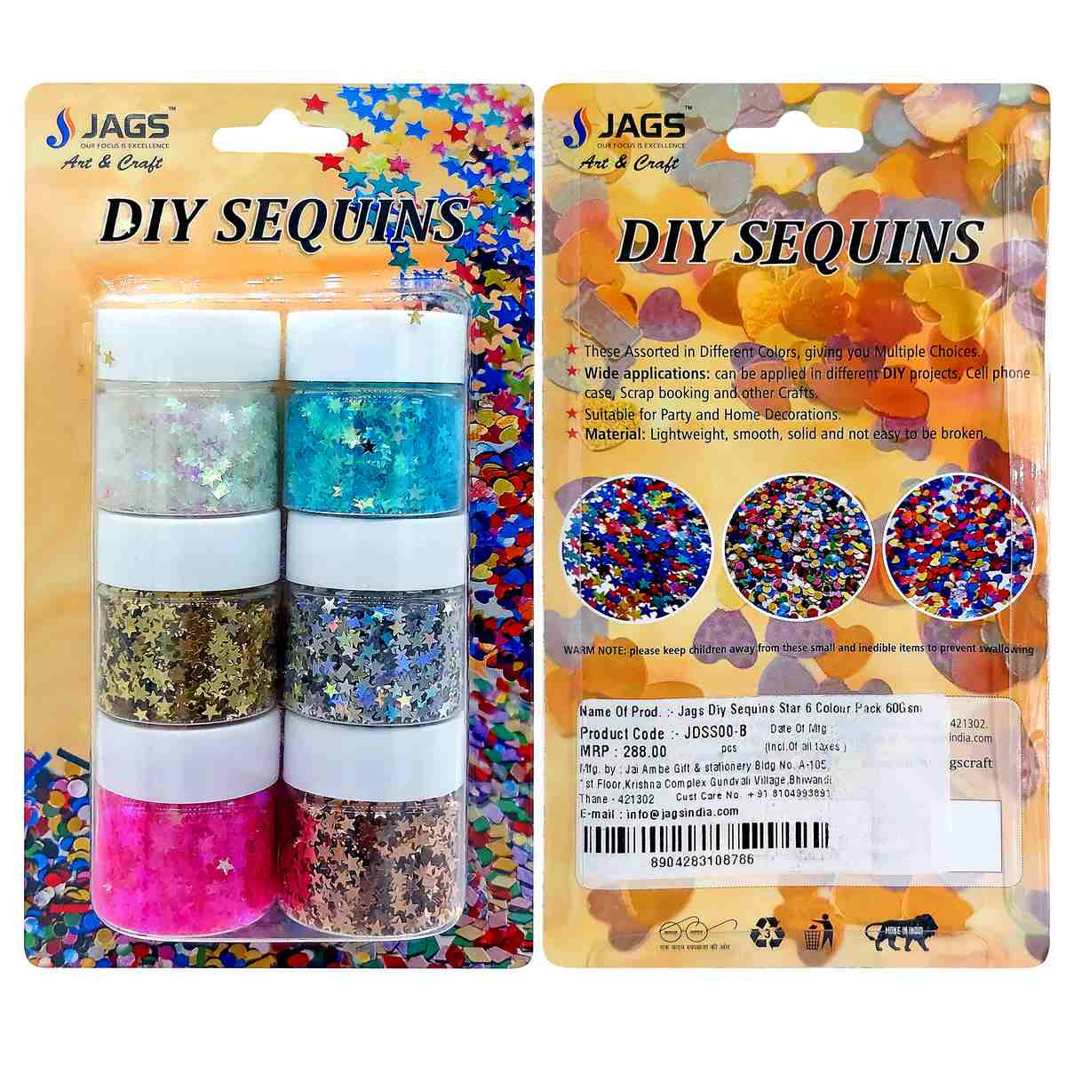Jags Diy Sequins Star | 6 Colour Pack