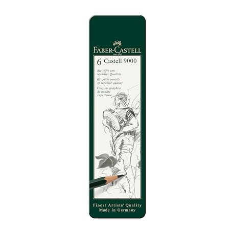 Faber-Castell 9000 TIN OF 6 (HB,B,2B,4B,6B,8B)