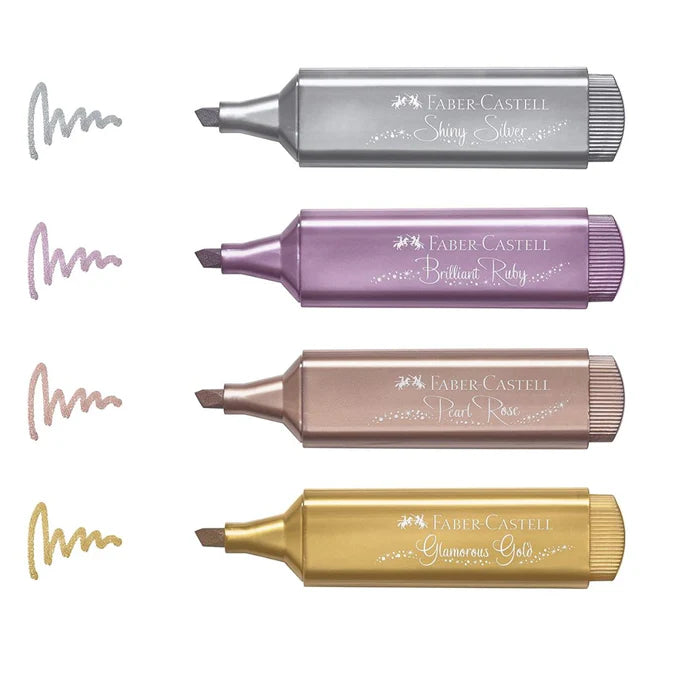Faber Castell Metallic Highlighter Pen | Pack of 4