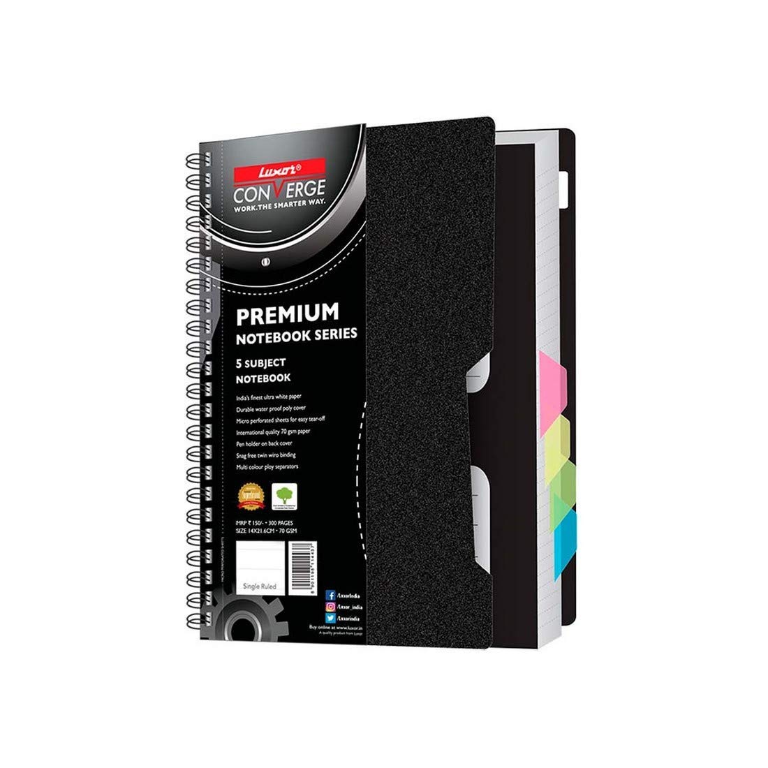Luxor 5 Subject Notebook | Single-Ruled