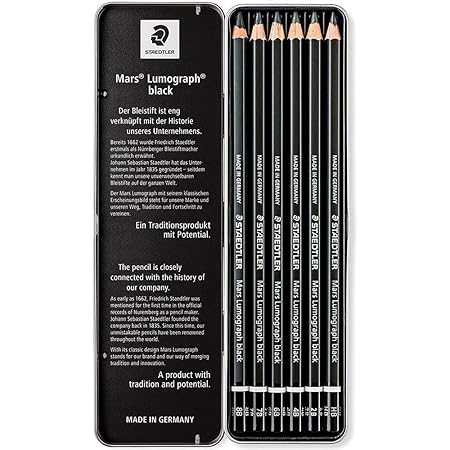 Staedtler Mars Lumograph Artists Pencils | Pack Of 6 | Black