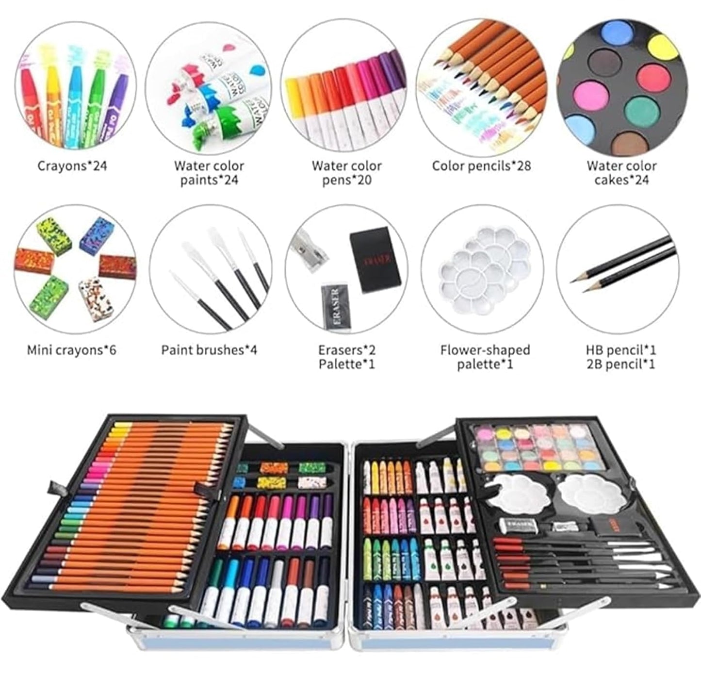 145 Pcs Unicorn Design Children Deluxe Art Set | Drawing Set for Kids (Pink)