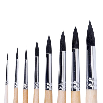 BRUSTRO Faux Squirrelo Mop Brush | Round, Set of 8