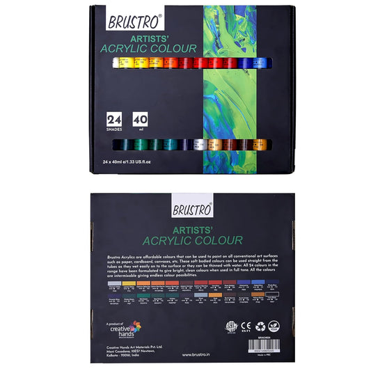 BRUSTRO Artists Acrylic Colour | Set of 24 | 40ml Tubes