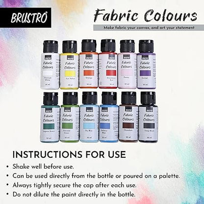 BRUSTRO Artists Fabric Colours - Set of 12, 30ml Bottles |
