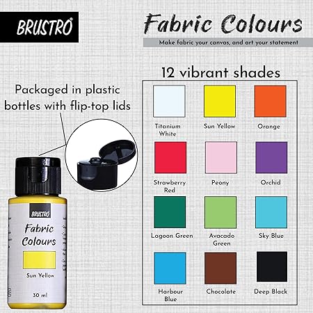 BRUSTRO Artists Fabric Colours - Set of 12, 30ml Bottles |
