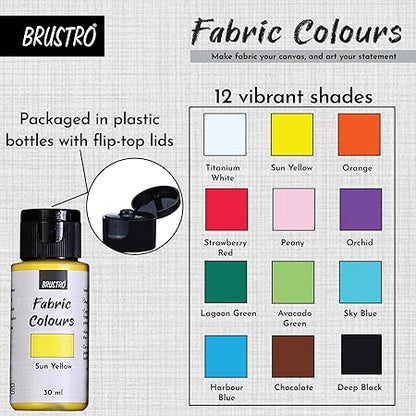 BRUSTRO Artists Fabric Colours - Set of 12, 30ml Bottles |