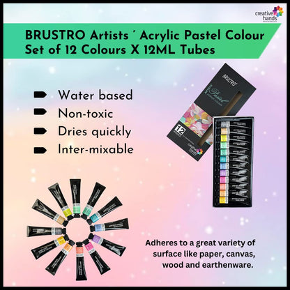 BRUSTRO Artist's Acrylic Pastel Colour | 12 Shades | 12ml