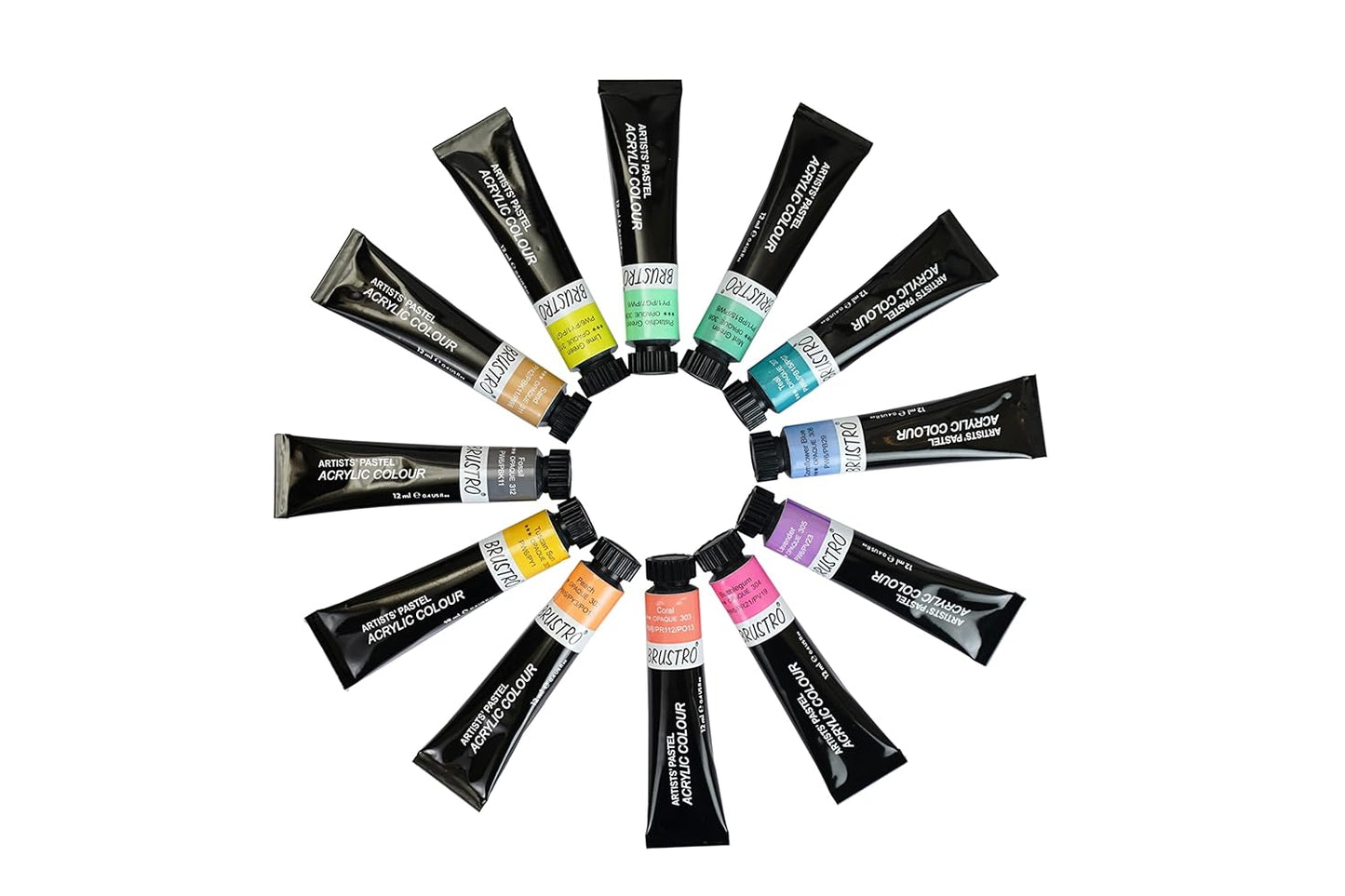 BRUSTRO Artist's Acrylic Pastel Colour | 12 Shades | 12ml