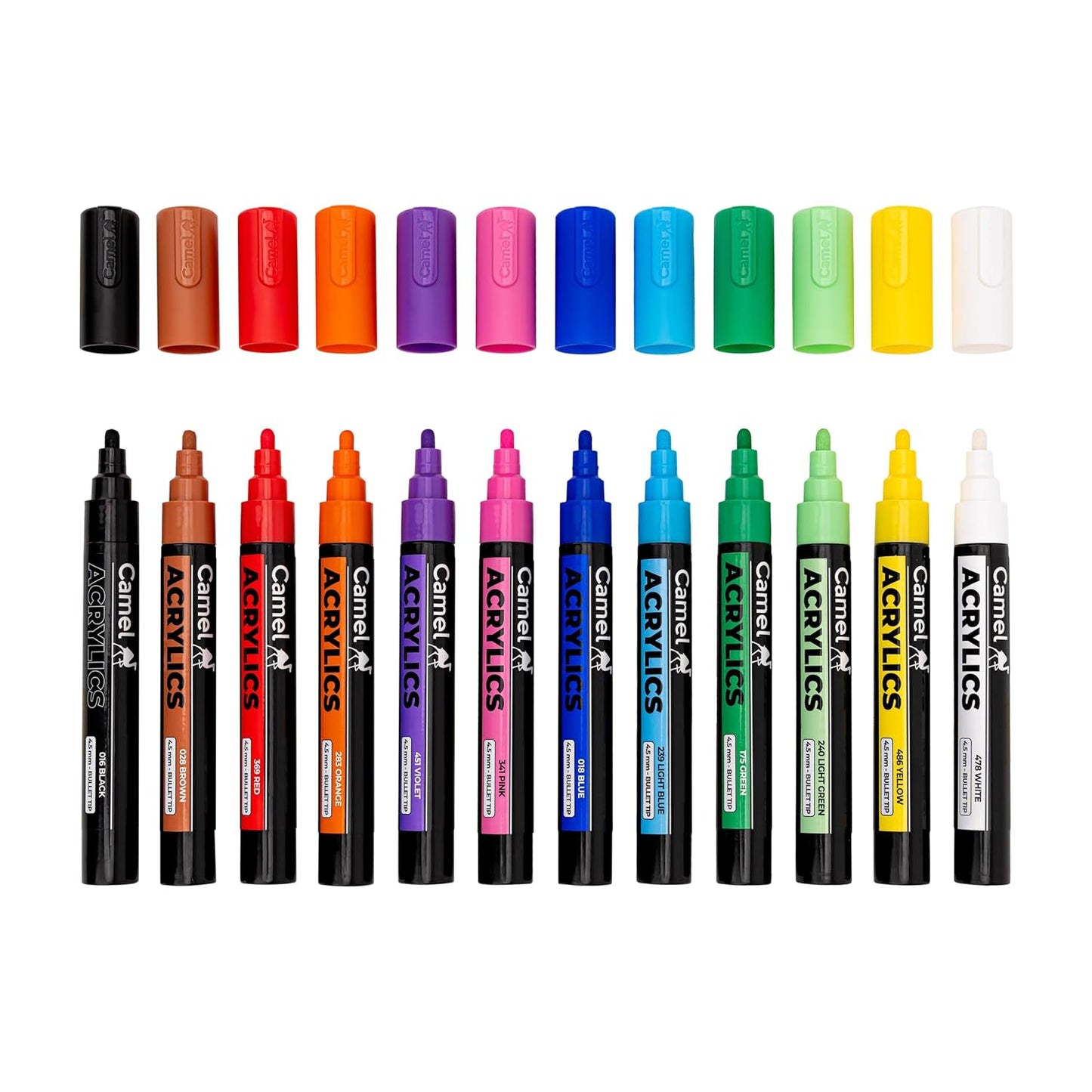 Camel Acrylic Markers 12 shades, Bullet tip