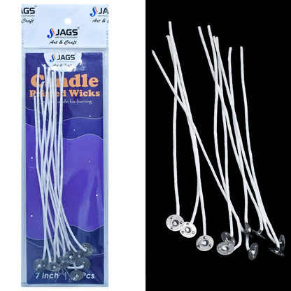 Candle Primed Wicks | 7 Inch |  Pack Of 10 | Candle Making Accessories