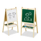 2 in 1 Wooden White Dry Erase Easel Board and Chalkboard | With Marker, Duster & Chalk | For Kids