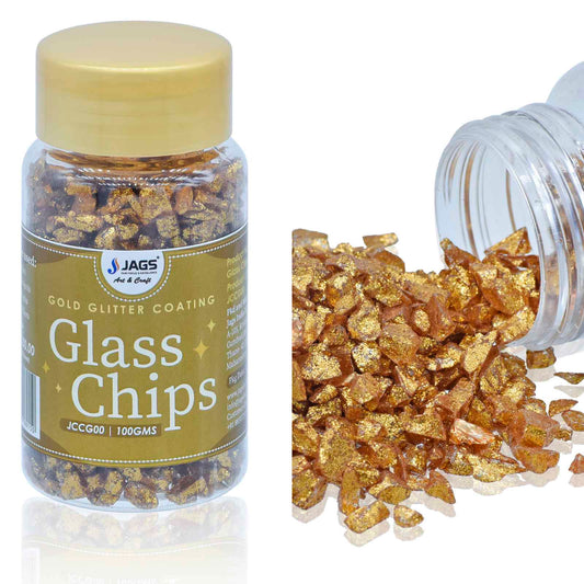 Jags Colour Coating Glass Chips | 100 Gram | Gold Glitter